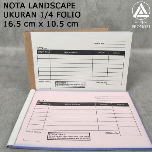 Jual Buku Nota Kecil 2 Ply Panjang Landscape NCR Polos Nota Olshop Nota