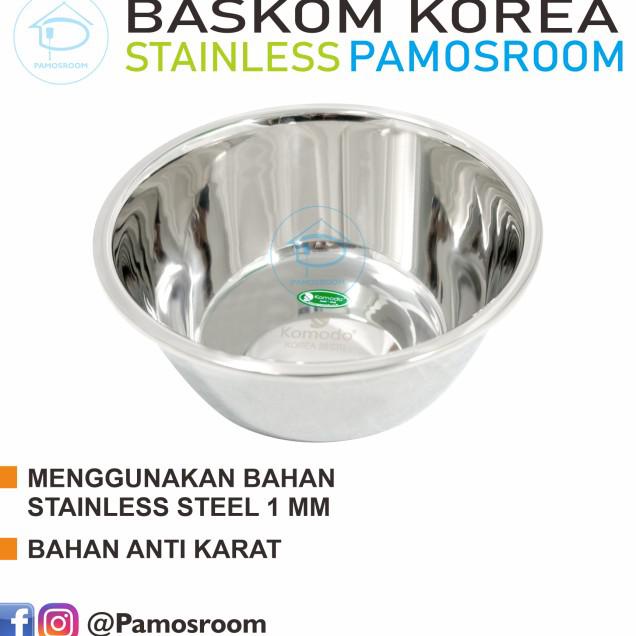 Jual Baskom Stainless Steel Tebal 24cm Merek Komodo Korea Murah