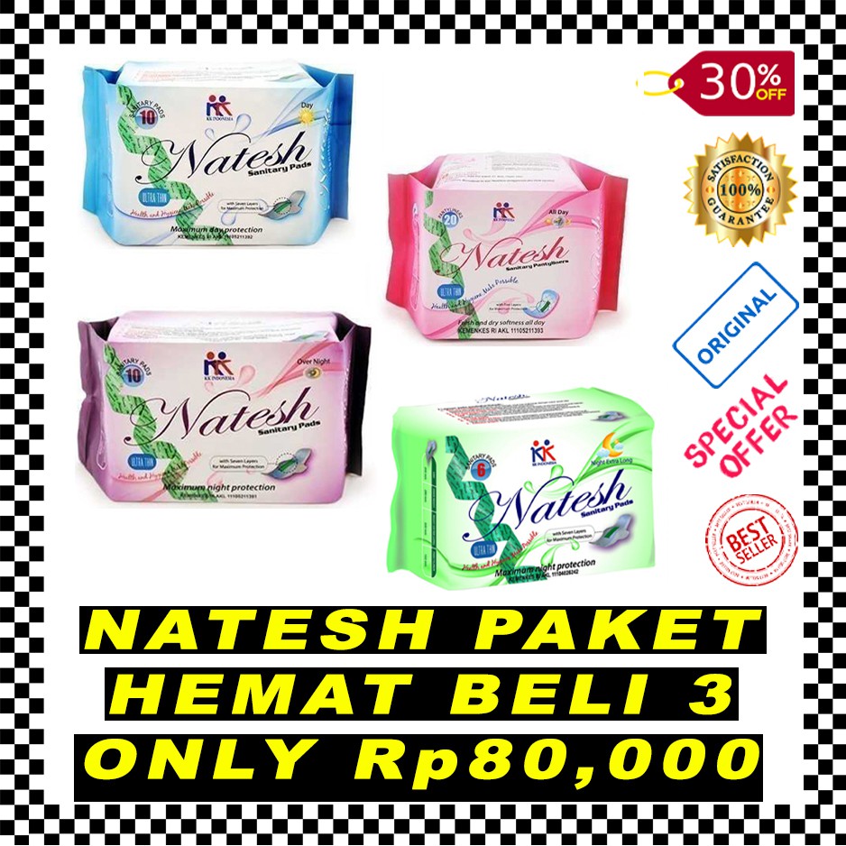 Jual Pembalut Herbal Natesh Pantyliner Day Use Blue Night Use Ungu