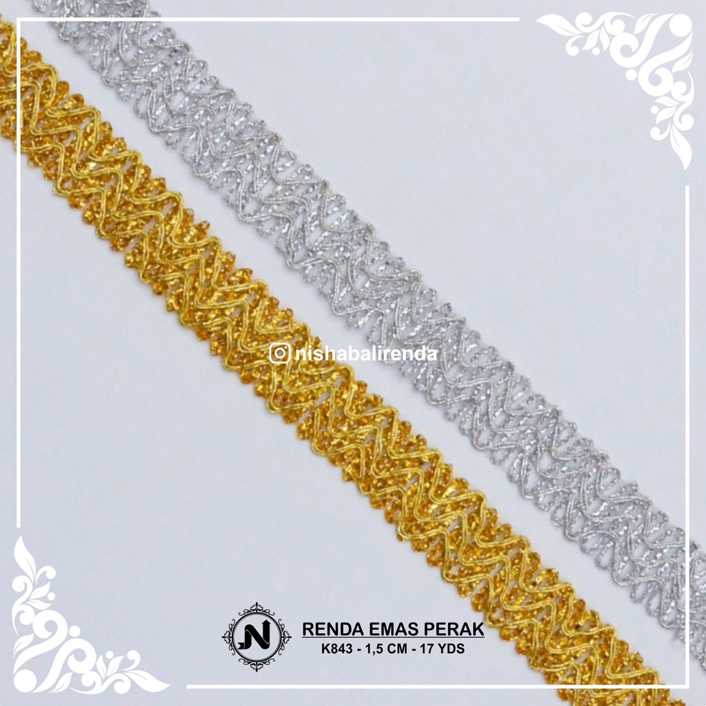 Jual Renda Emas Perak K Per Roll Pita Renda Ribbon Lace Trim Sequin