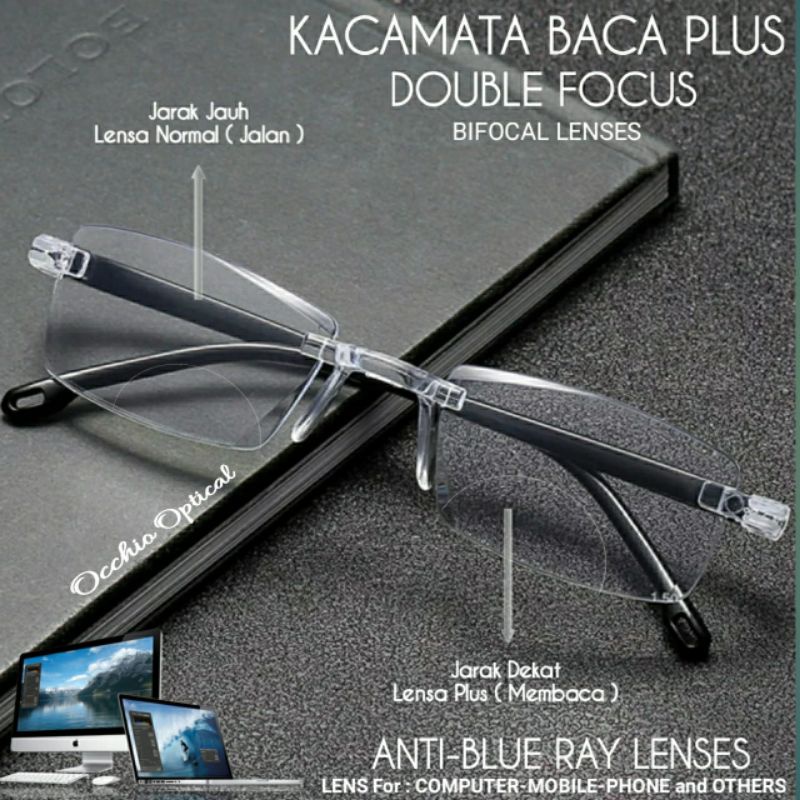 Jual Kacamata Baca Dan Jalan Double Focus Pria Wanita Frame Kacamata