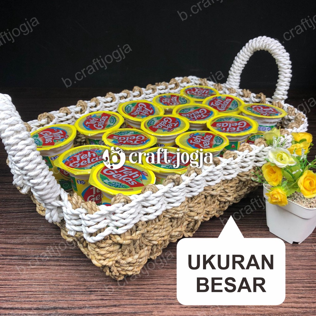 Jual Tempat Aqua Gelas Tray Nampan Anyaman Seagrass Ukuran Besar L