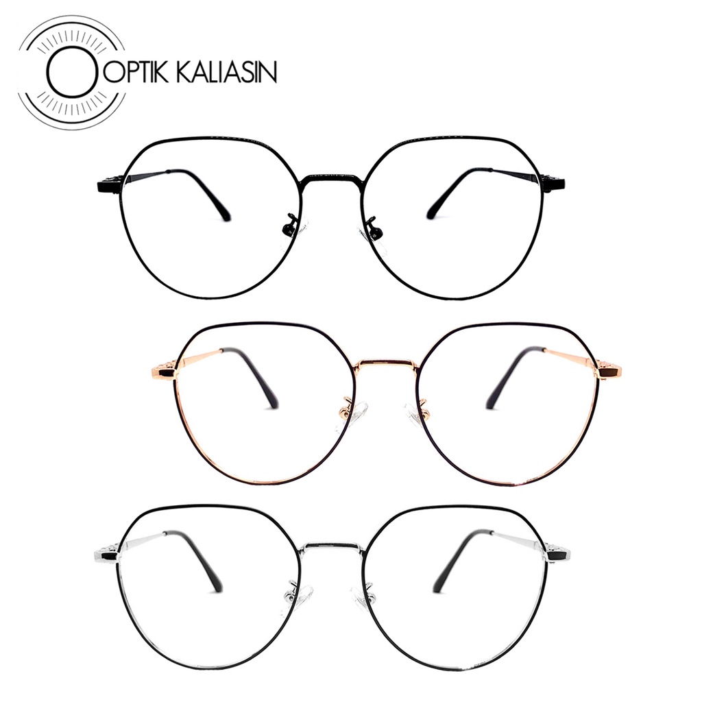 Jual OPTIK KALIASIN Frame Kacamata Pria Wanita Bulat Besi Korea Anti