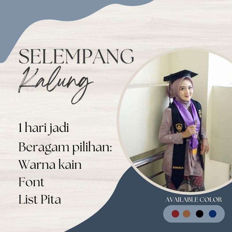 Jual SLEMPANG KALUNG WISUDA NAMA GELAR SELENDANG WISUDA SELEMPANG BAHAN