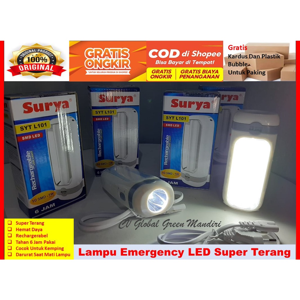 Jual Lampu Darurat LED 2 In 1 Bisa Senter Super Terang Lampu