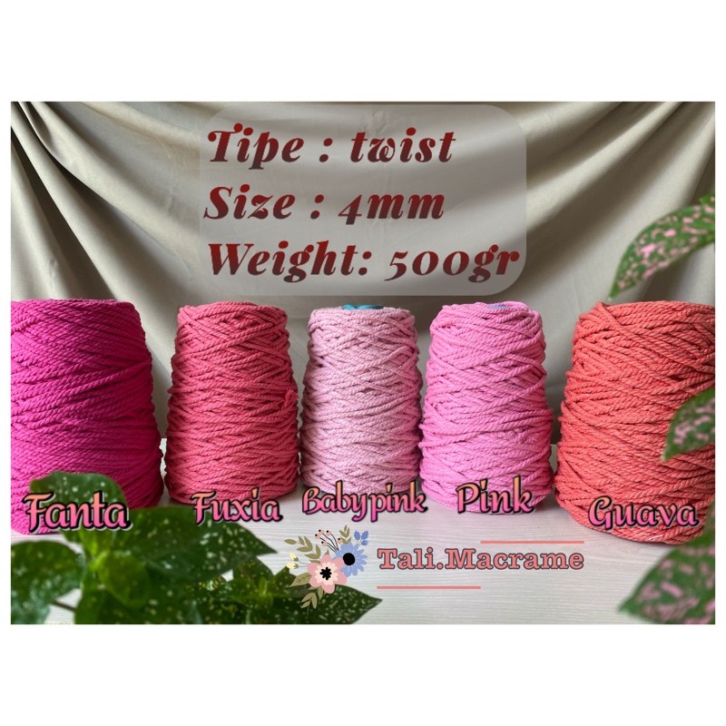 Jual Tali Katun Macrame Variansi Pink Berat Gr Indonesia Shopee