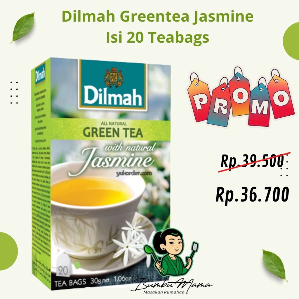 Jual Dilmah Green Tea With Natural Jasmine Teh Celup Isi Teabags