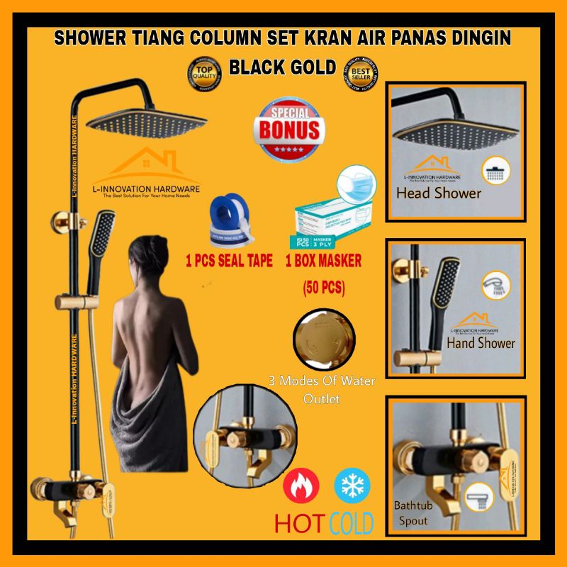 Jual Shower Tiang Set Shower Column Kran Air Panas Dingin Keran Bathub