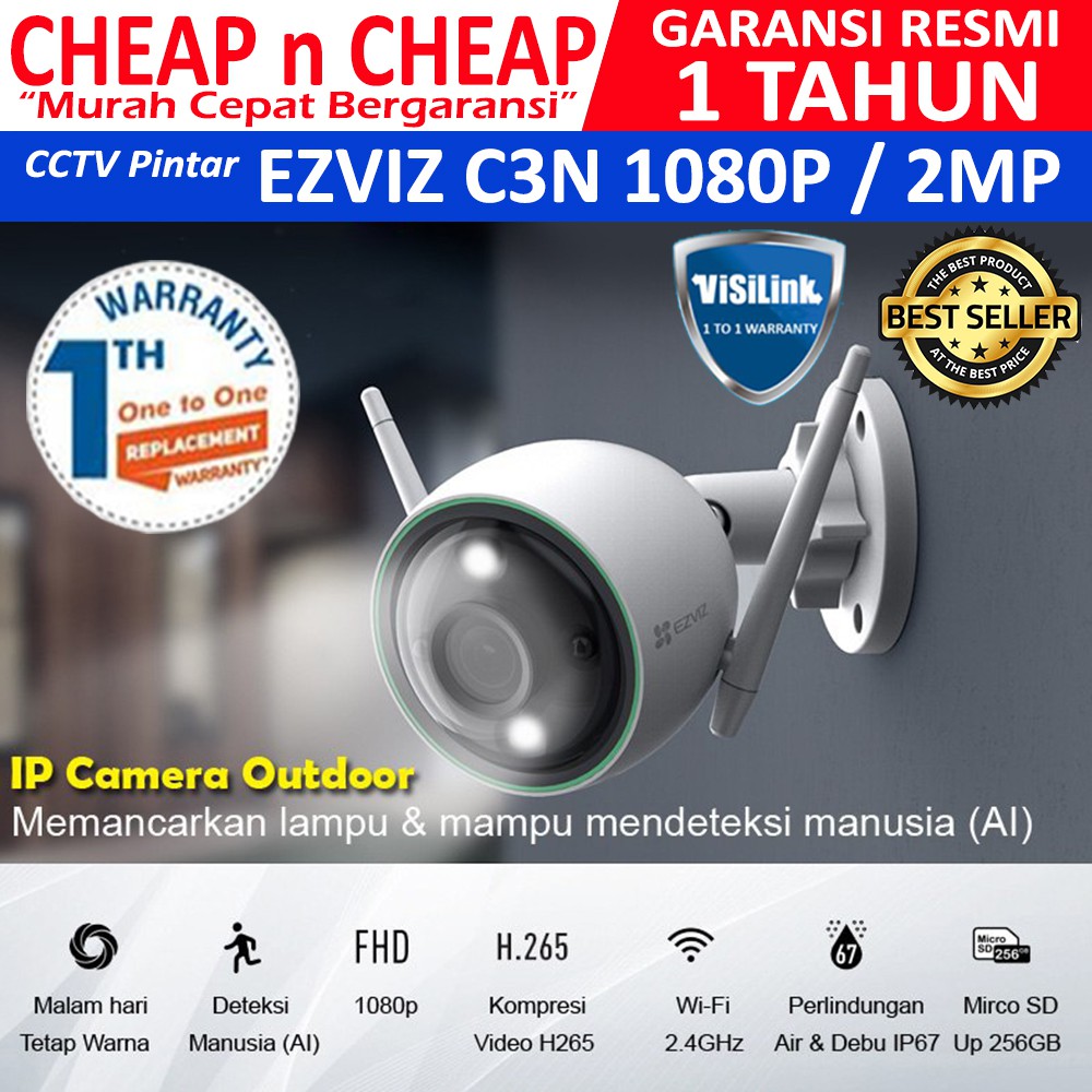 Jual Ezviz C3N Color Night Vision Outdoor 2MP 1080P CCTV Wifi