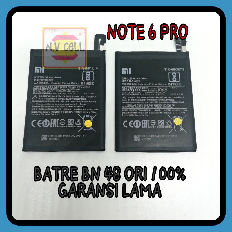 Jual BATTERY XIAOMI BN 48 BN48 REDMI NOTE 6 PRO ORIGINAL 100