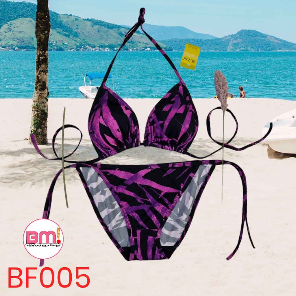 Jual BIKINI BF005 TALI SAMPING WARNA MOTIF UNGU BIKINI SEXY Shopee