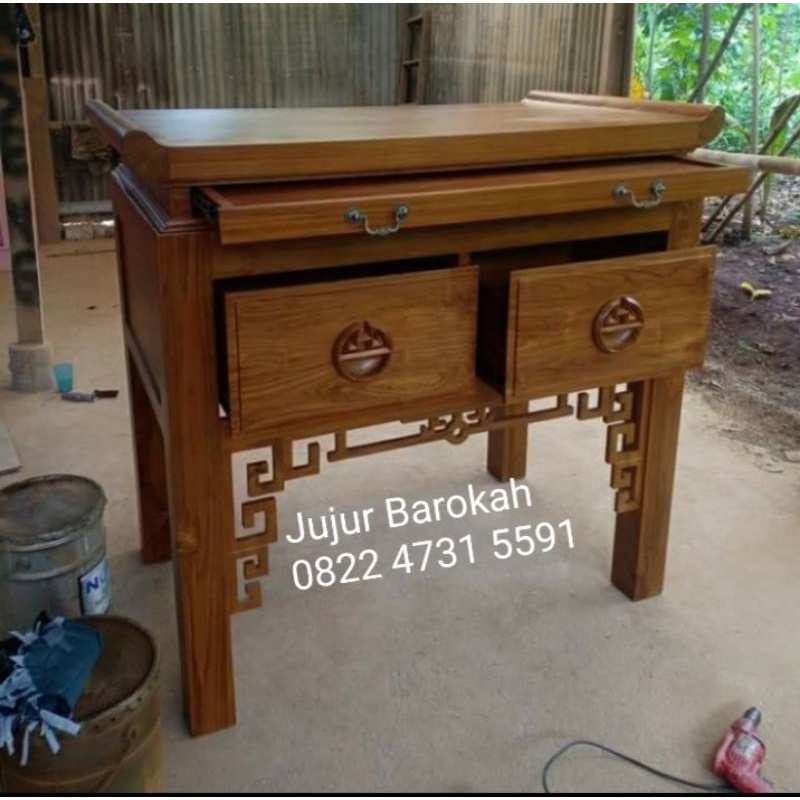 Jual Altar Meja Sembahyang Cina Kayu Jati Ukir Minimalis Jujur Barokah