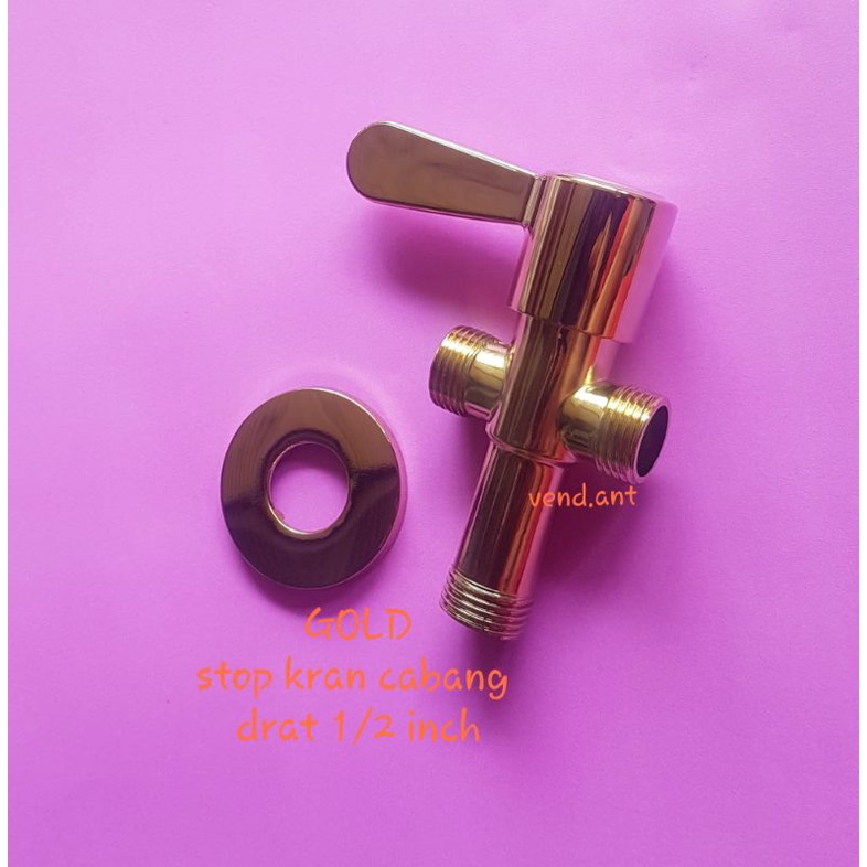 Jual Setop Keran Double Stop Kran Toilet Cabang Tee Warna Gold Shopee