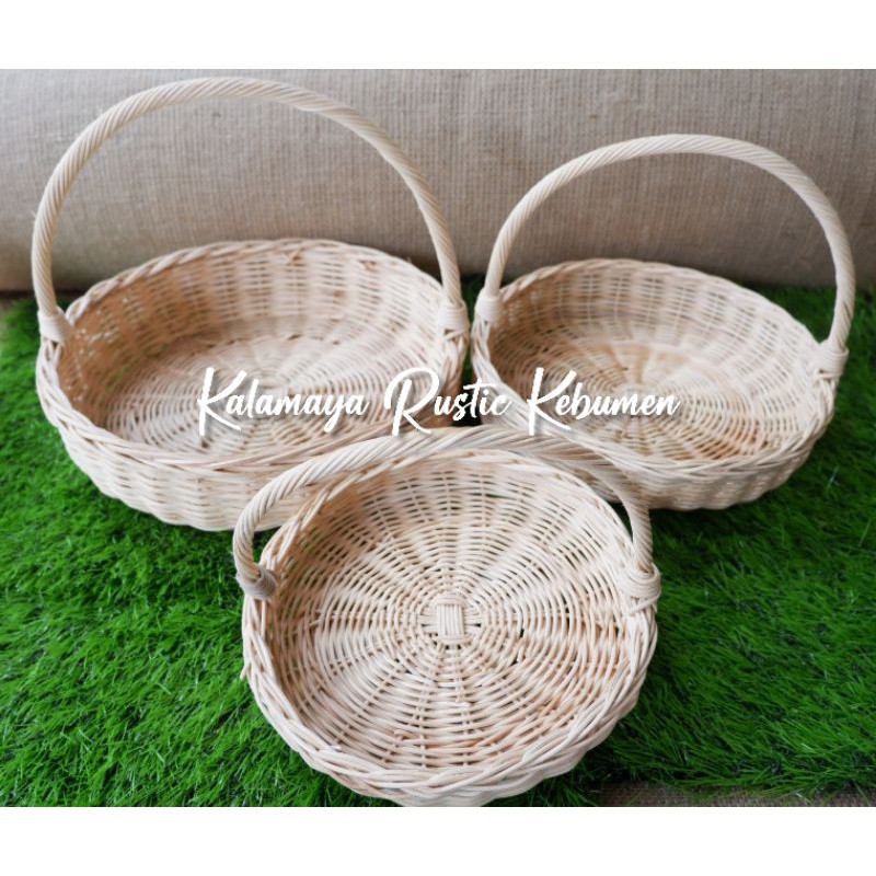 Jual Keranjang Parcel Bulat Anyaman Hiasan Hampers Hantaran Mahar