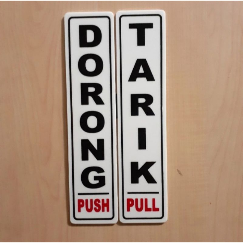 Jual Acrylic Sign Board Plat Tulisan TARIK DORONG Harga Sepasang