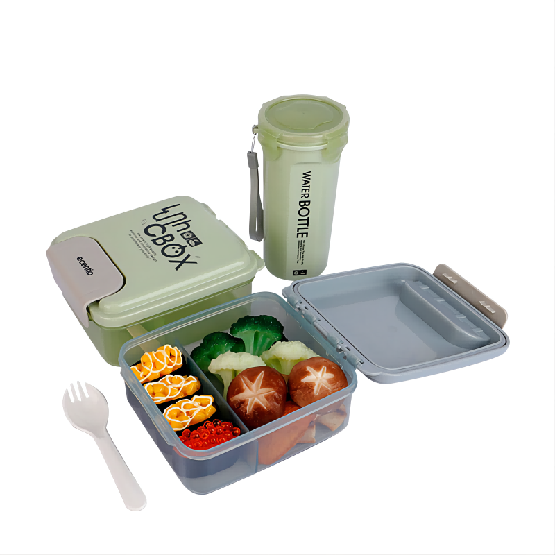 Jual Ecentio Lunch Box Set Sekat Tempat Makan Anti Tumpah Ml