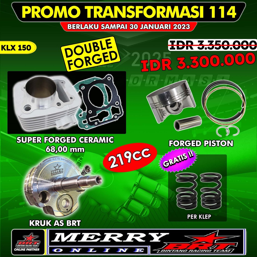 Jual Promo 114 KLX BRT Bore Up Trabas Blok Ceramic Piston 68mm Kruk As