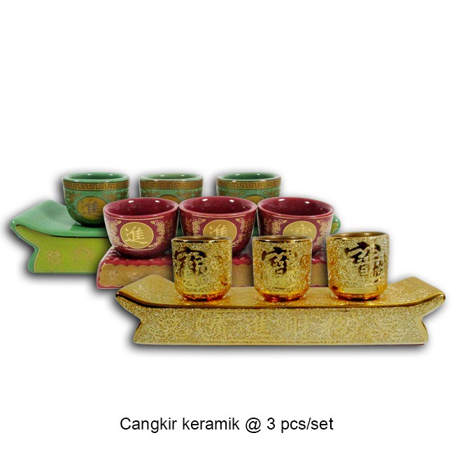 Jual Cangkir Puja Persembahan Altar Sembahyang Keramik 3 Pcs Set