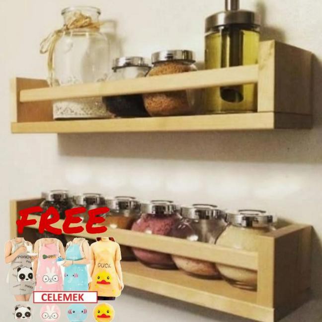 Jual Rak Bumbu Dapur Kayu Gantung 40cm 30cm Shopee Indonesia