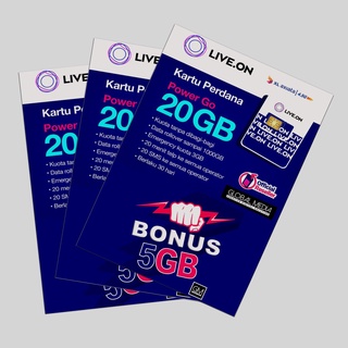 Jual Kartu Perdana Live On XL Power Go 20GB Bonus 5GB 30 Hari