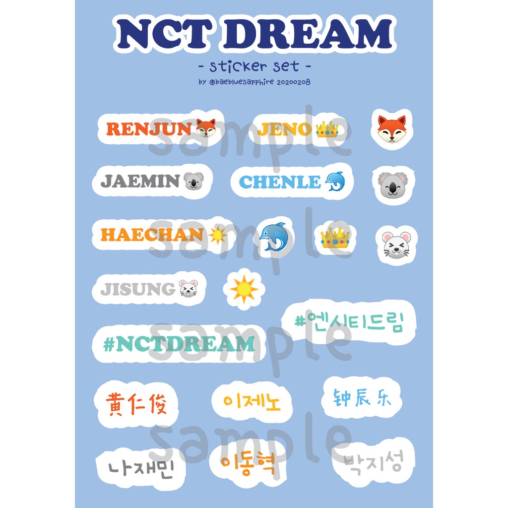 Jual Nct Dream Name Sticker Set Ukuran A Shopee Indonesia