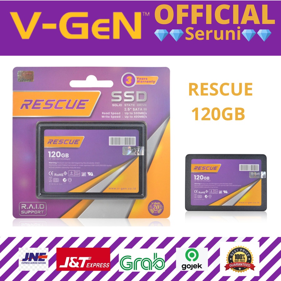 Jual SERUNI SSD VGEN SATA III RESCUE 120GB Solid State Drive 2 5