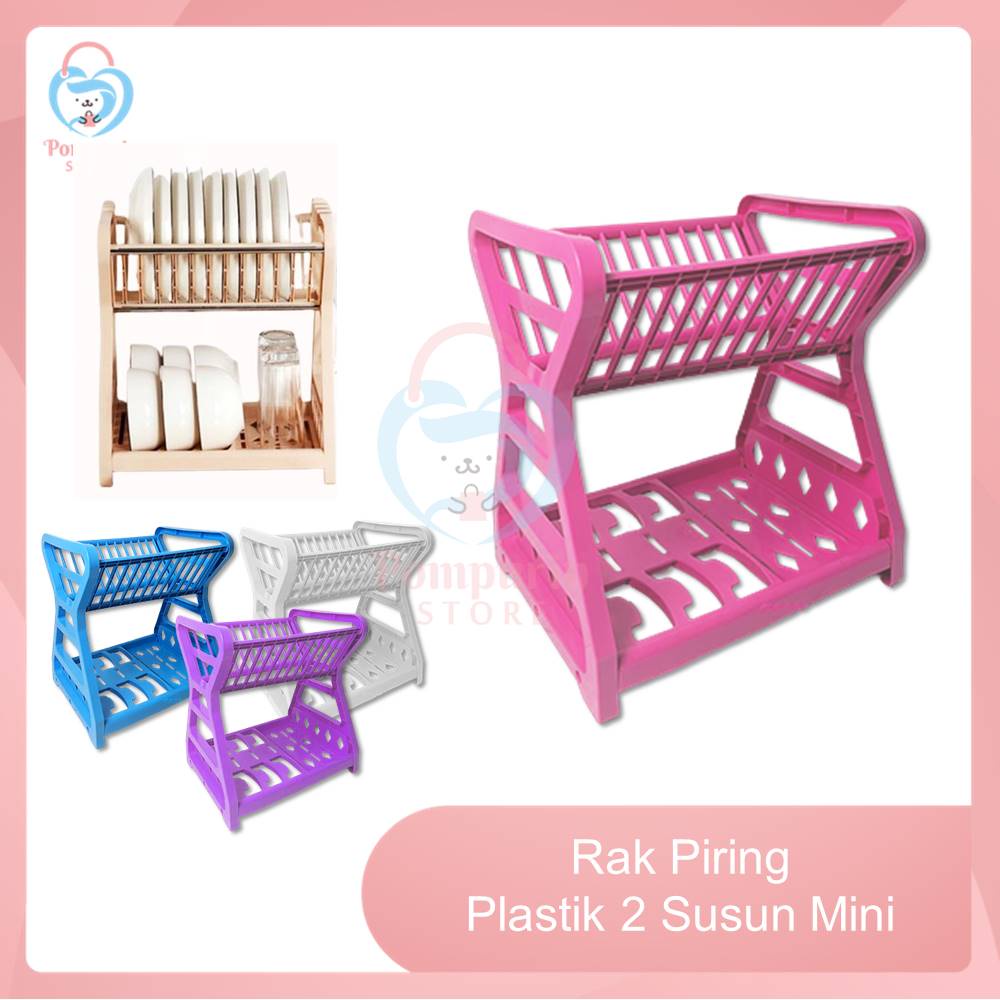 Jual TRI J Rak Piring Plastik 2 Susun Mini Wadah Piring Gelas Alat