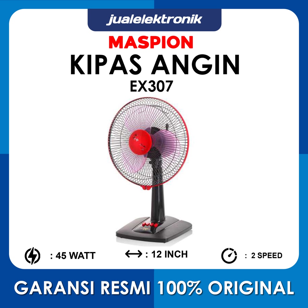 Jual Maspion Desk Fan 12 Inch Hitam EX307 Kipas Angin Meja Indonesia