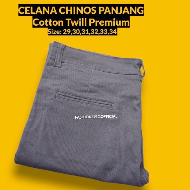 Jual Celana Chinos Panjang Abu Tua Slim Fit Melar Pria Dewasa Katun