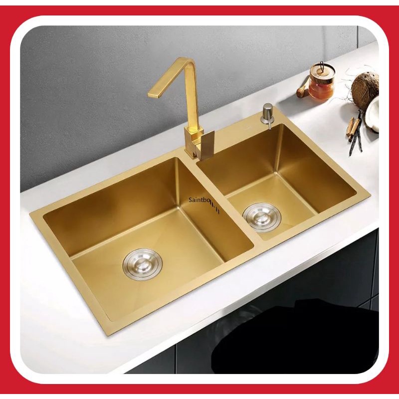 Jual KITCHEN SINK 8245 STAINLESS GOLD EMAS SUS 304 PAKET LENGKAP ATAU