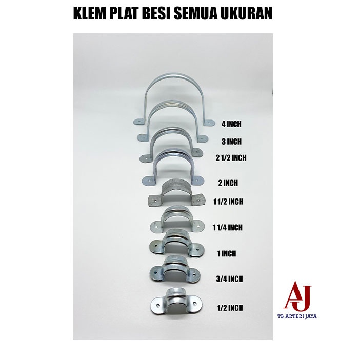 Jual Klem Plat Besi Inch Tebal Pipe Clamp Klem Omega Galvanis