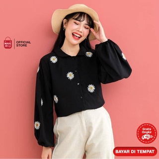 Jual Baju Kemeja Atasan Wanita Casual Korean Style Lengan Panjang