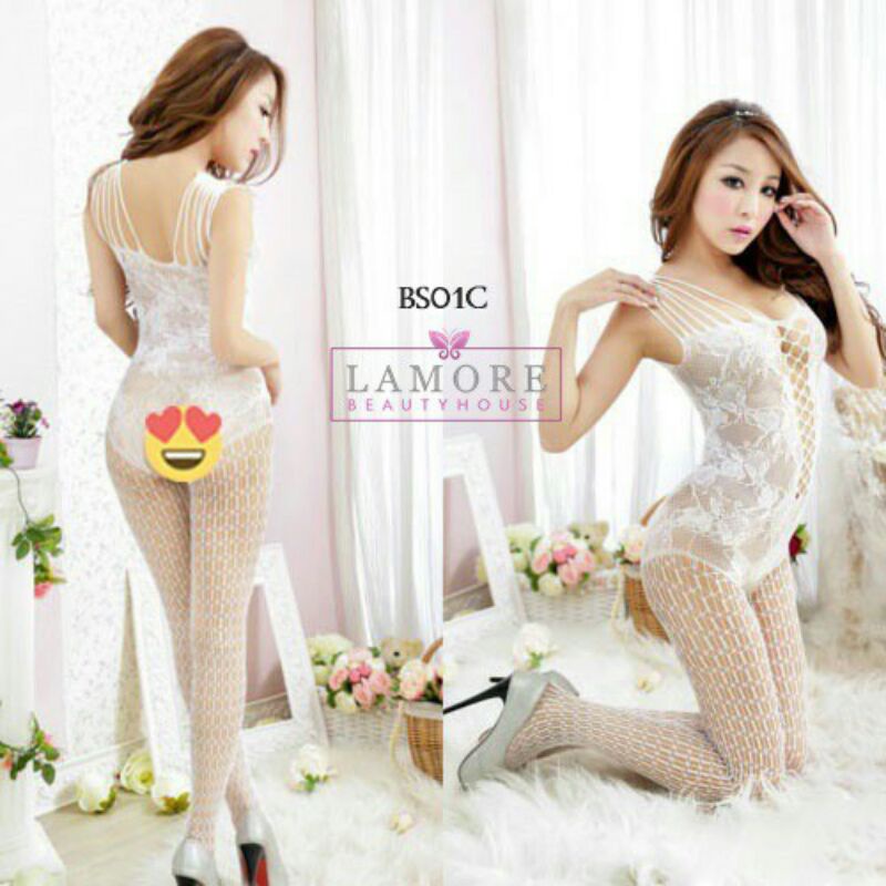 Jual Sexy Body Stocking Lingerie Jaring Full Open Crotch BS01C