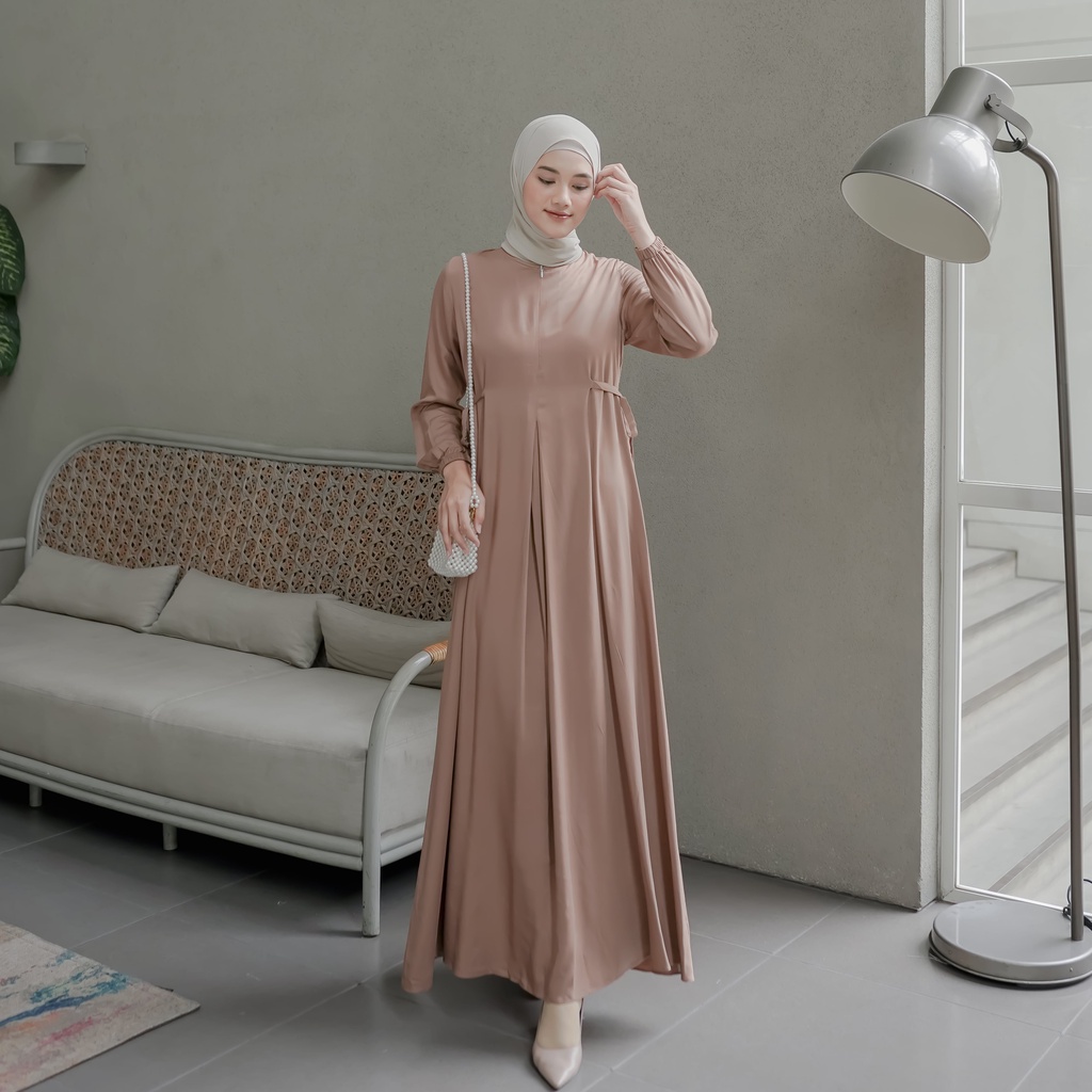 Jual Le Khari Ayunda Dress Bahan Rayon Twill Gamis Polos Homedress