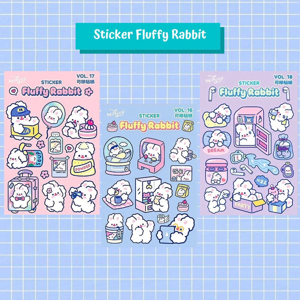 Jual Stiker Korea Kelinci Lucu Stiker Cute Rabbit Sticker Cute Fluffy