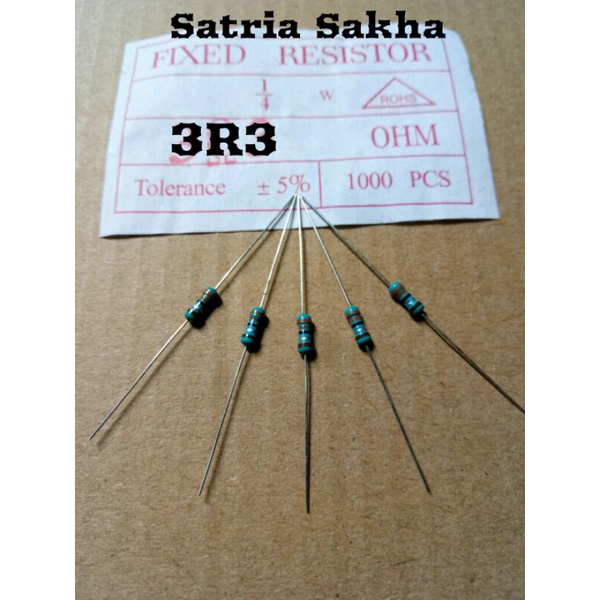 Jual Resistor 3R3 Ohm 3 3 Ohm 1 4 Watt 50pcs Shopee Indonesia