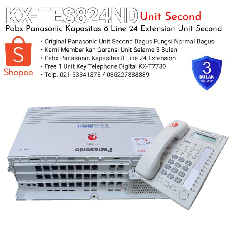 Jual Pabx Panasonic KX TES824 Kapasitas 8 Line 24 Ext 1 Bh KX T7730