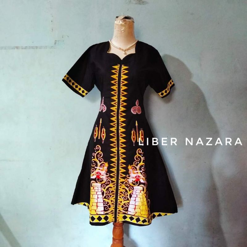 Jual Batik Nias Dress Batik Lompat Batu Hitam Otentik Ornamen Nias