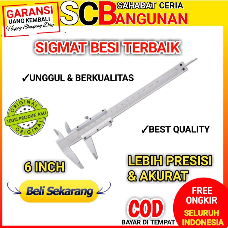 Jual Sikmat Sigmat Jangka Sorong Besi 6 150mm 6 Inch 15 Cm Kotak Kayu