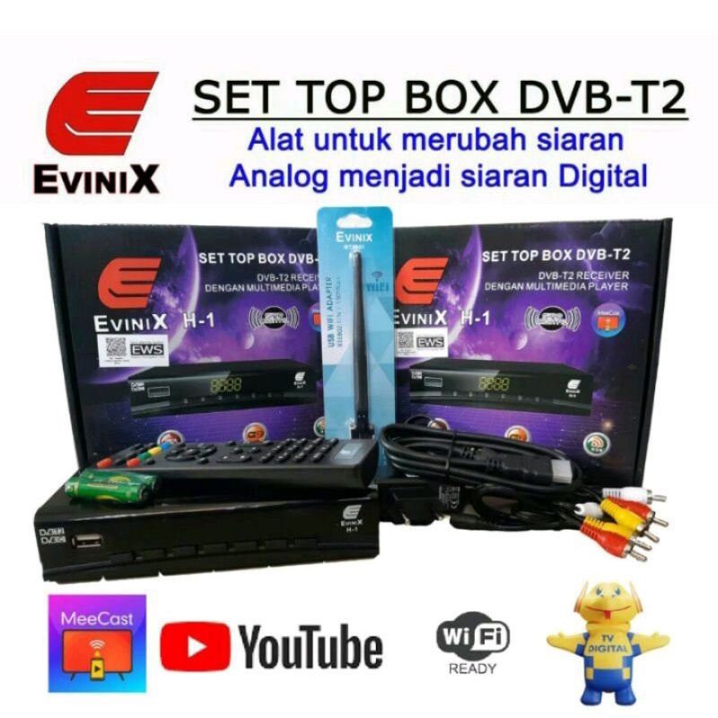 Jual TV Digital RECEIVER DVB T2 Evinix Set Top Box KABEL HDMI