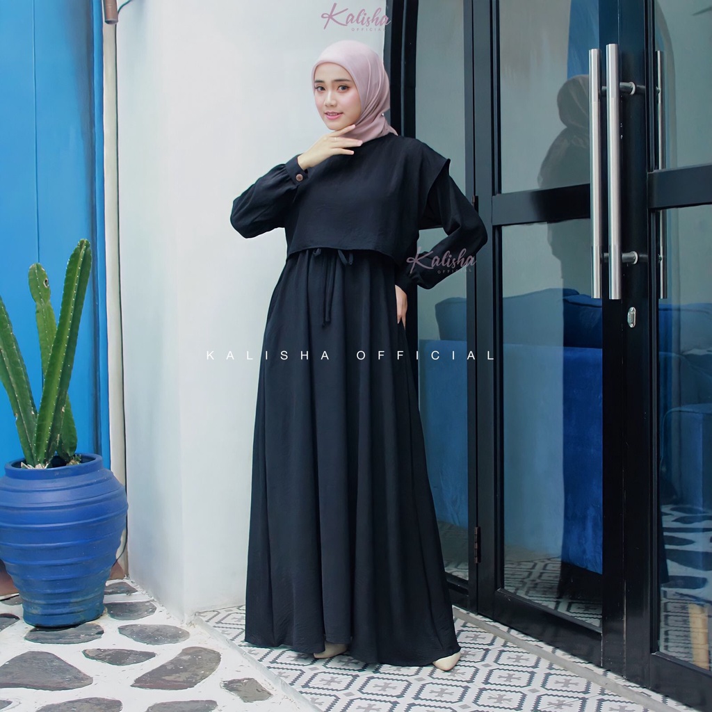 Jual Gamis Nadira Dress Terbaru Airflow Crinkle Polos Wudhu Friendly