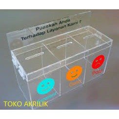 Jual Kotak Kepuasan Acrylic 3 Sisi Kotak Saran Akrilik Kotak Amal