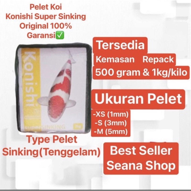 Jual Pakan Ikan Koi Pelet Konishi Super Hi Growth Sinking Tenggelam Kg