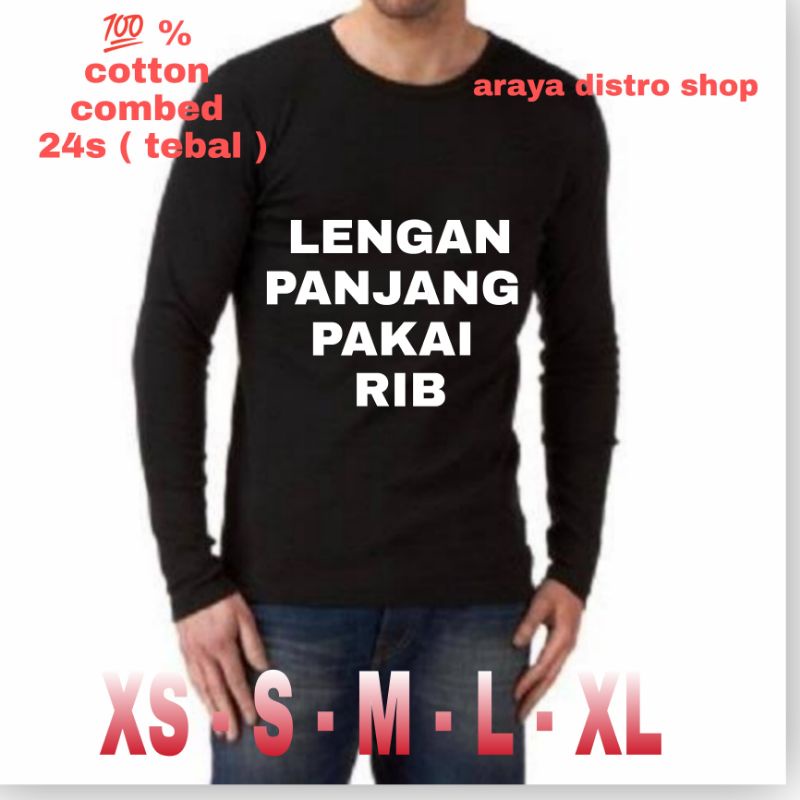 Jual ARAYA Kaos Polos Cotton Combed 24s Lengan Panjang Pakai Rib