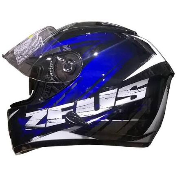 Jual Zeus Corsa Black Blue Hitam Biru Helm Fullface Double Visor M