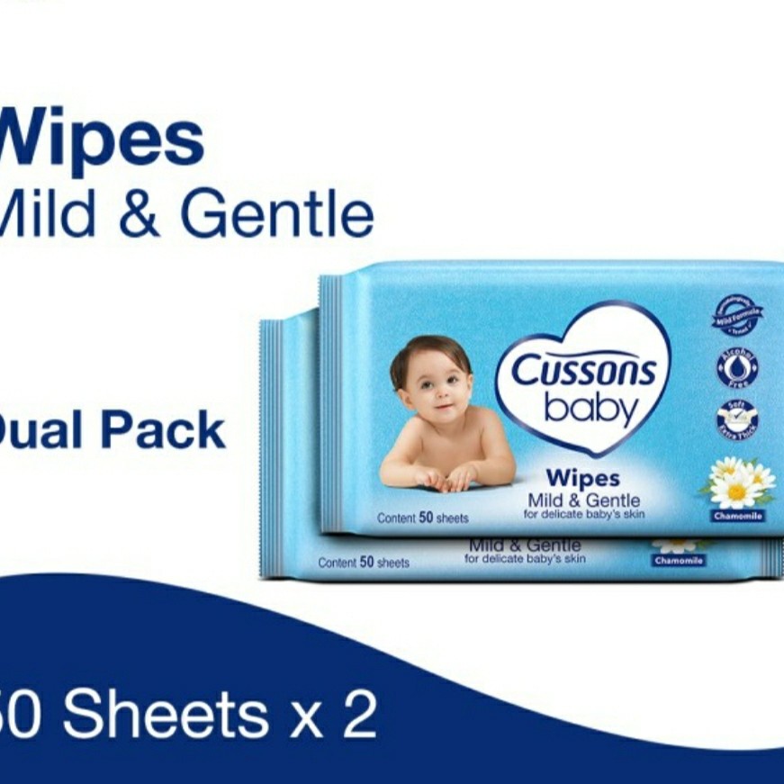 Jual Cussons Baby Wipes Mild And Gentle Tissue Basah 50 Sheet Twin Pack