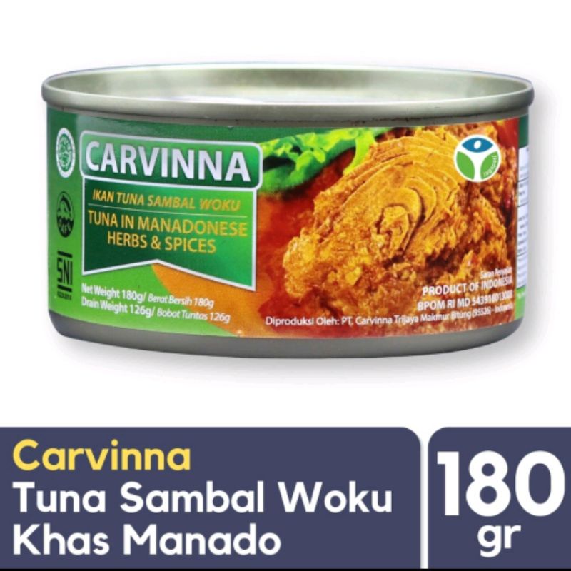 Jual Carvinna Ikan Tuna Sambal Woku Manado 180 Gr Original Tuna Kaleng