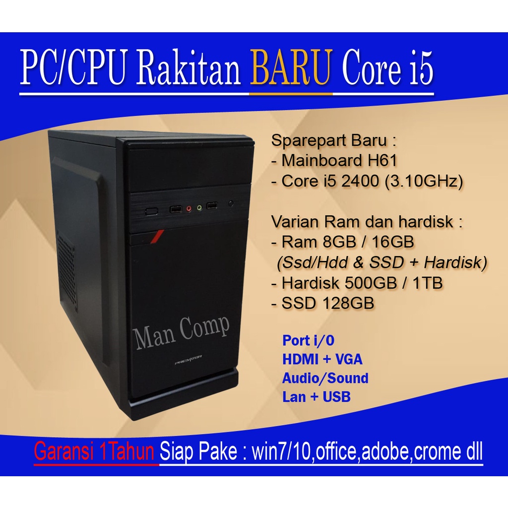 Jual Pc Cpu Rakitan Baru Core I Ram Ddr Hdmi Shopee Indonesia