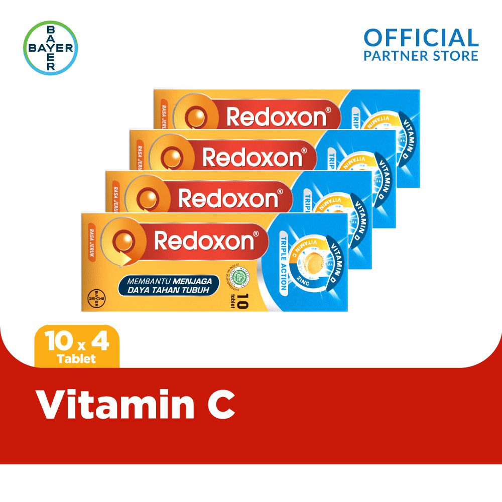 Redoxon Vitamin C D Zinc Rasa Jeruk 10 Tablet X 4 Unit Shopee