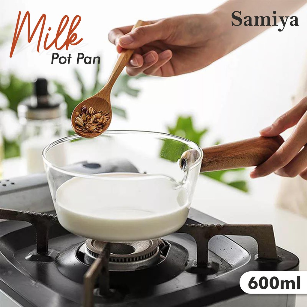 Panci Kaca Transparan Borosilicate Ml Milk Pot Glass Pan Ml